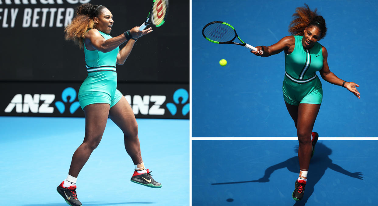 Serena Williams dazzled in her custom-made Nike outfit. (Photo: Getty)