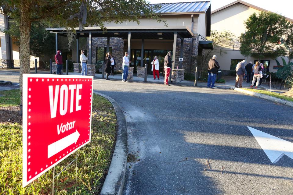 Residents stand in line to vote in the 2020 presidential election at the Senior Recreation Center in Gainesville on Nov. 3, 2020.