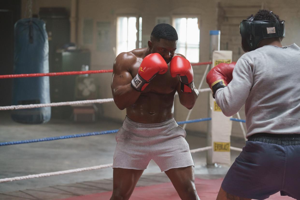 Mike -- â€œMONSTERâ€ - Episode 102 -- Cus Dâ€™amato discovers Mike at 13, gives him discipline, extremely honed skills and an ego, transforming Mike into the youngest Heavyweight Champion of all time. But at what cost? Mike Tyson (Trevante Rhodes), shown. (Photo by: Patrick Harbron/Hulu)