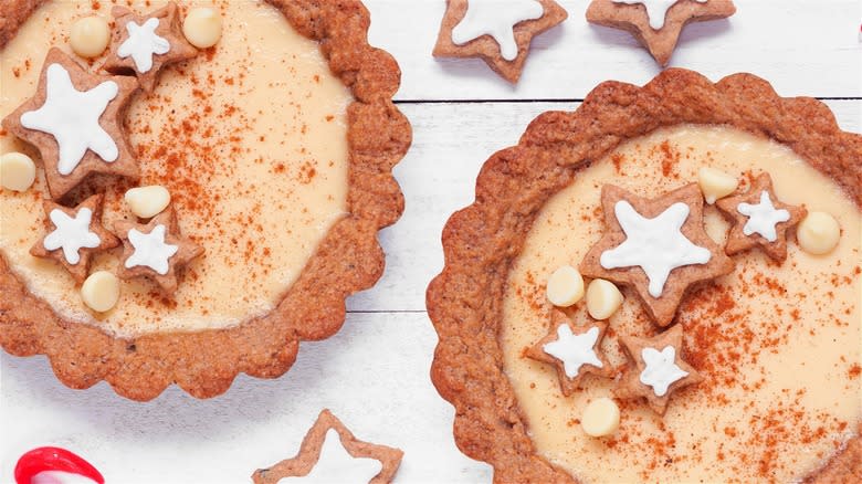 Eggnog pies with gingerbread crust