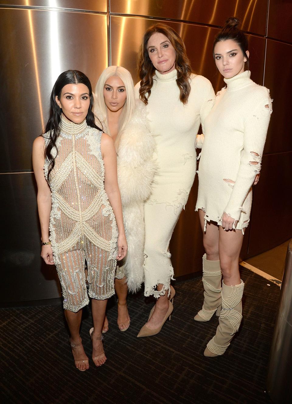 Kourtney Kardashian, Kim Kardashian West, Caitlyn and Kendall Jenner in Yeezy