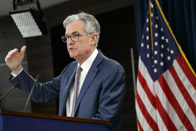 Federal Reserve Chair Jerome Powell speaks during a news conference, Tuesday, March 3, 2020, to discuss an announcement from the Federal Open Market Committee, in Washington. In a surprise move, the Federal Reserve cut its benchmark interest rate by a sizable half-percentage point in an effort to support the economy in the face of the spreading coronavirus. Chairman Jerome Powell noted that the coronavirus &quot;poses evolving risks to economic activity.&quot; (AP Photo/Jacquelyn Martin)