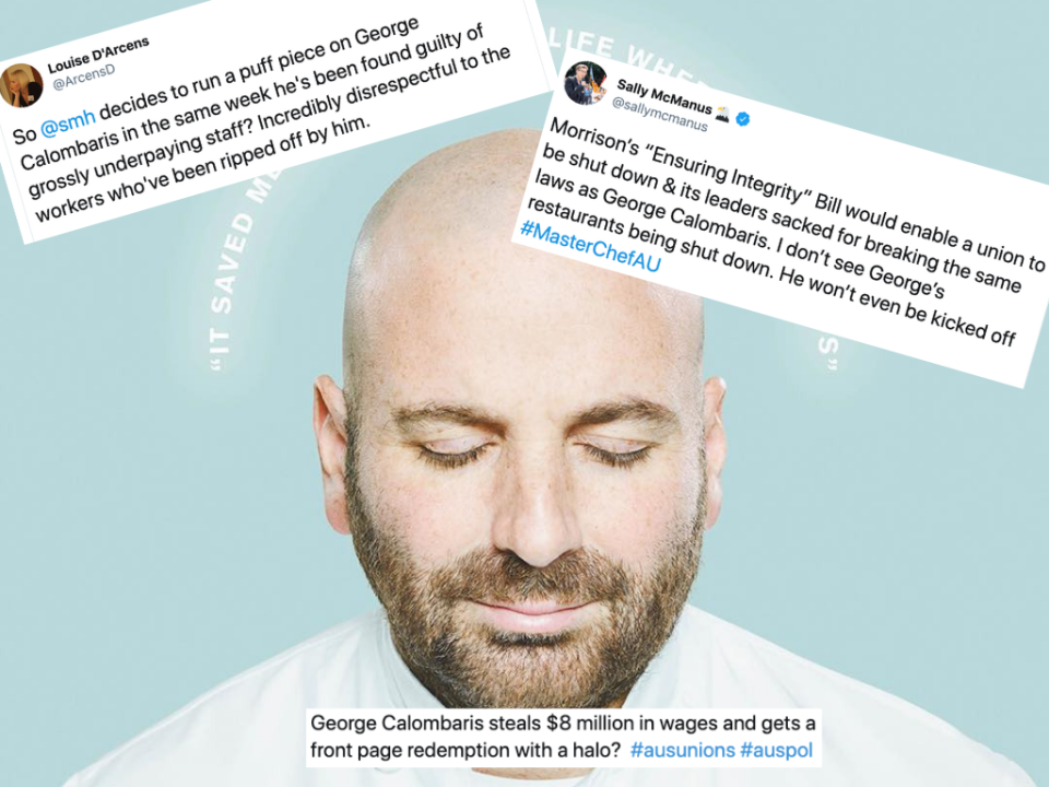 Good Weekend has run a magazine feature featuring George Calombaris' portrait on the front cover, drawing the ire of Twitter users.