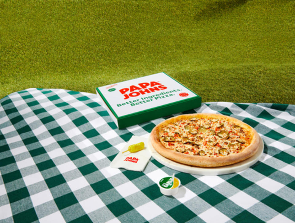 Papa John's via Business Wire <p>Papa Johns Cheesy Burger Pizza</p>