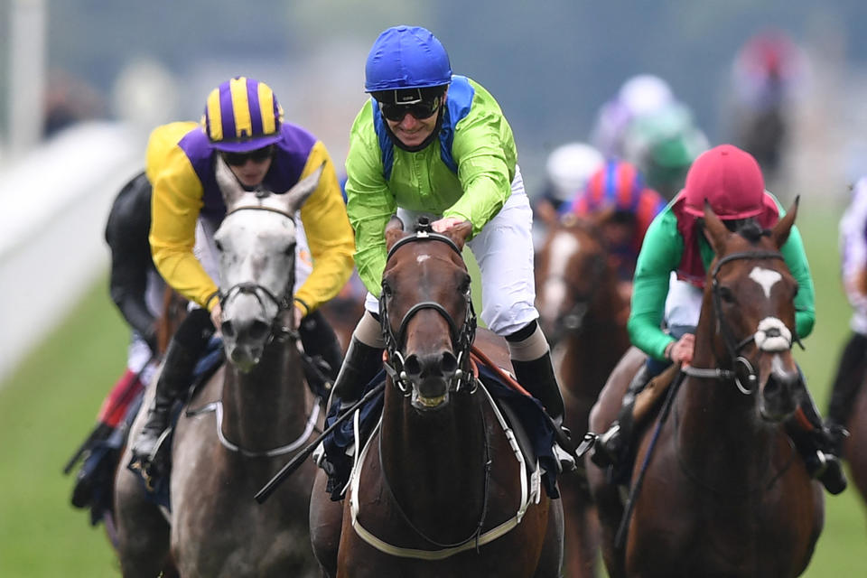 Jockey Joe Fanning smiles after riding Subjectivist to victory in the Gold Cup on Ladies Day at Royal Ascot 