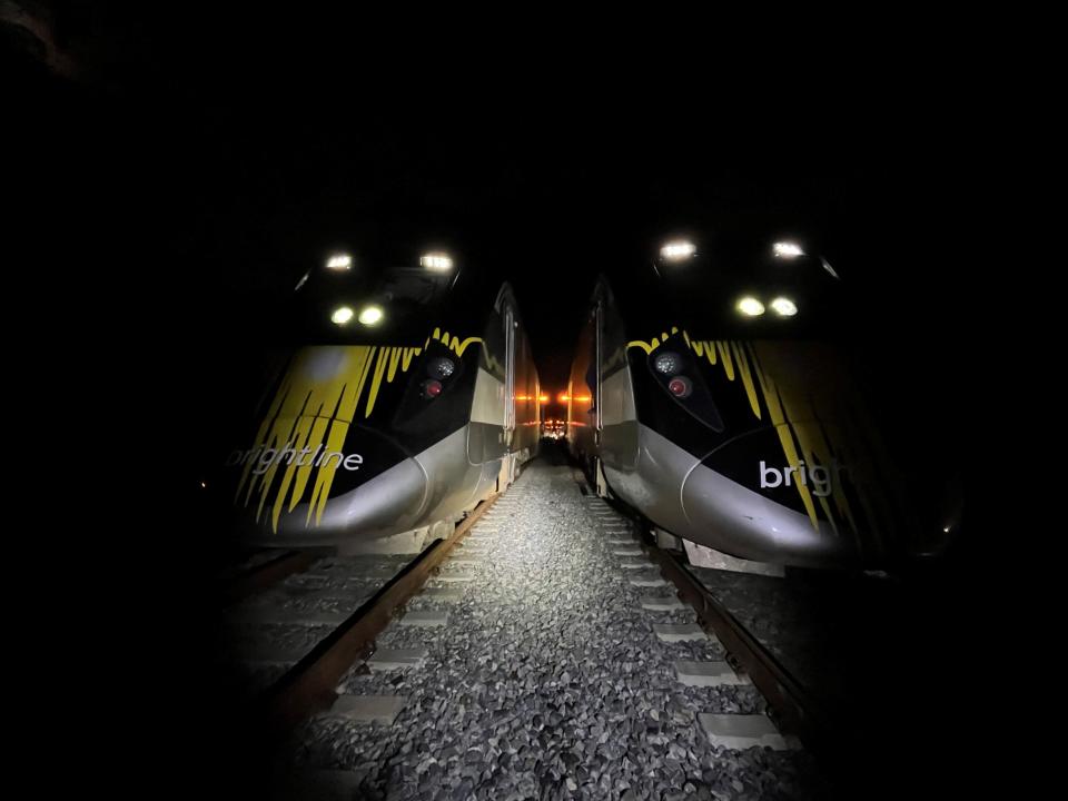 A man walking on the railroad tracks in south Indian River County Monday night Jan. 29, 2024, became the first person struck and killed by Brightline train in Indian River County, sheriff's officials said. A second train was brought in to carry passengers to Orlando.
