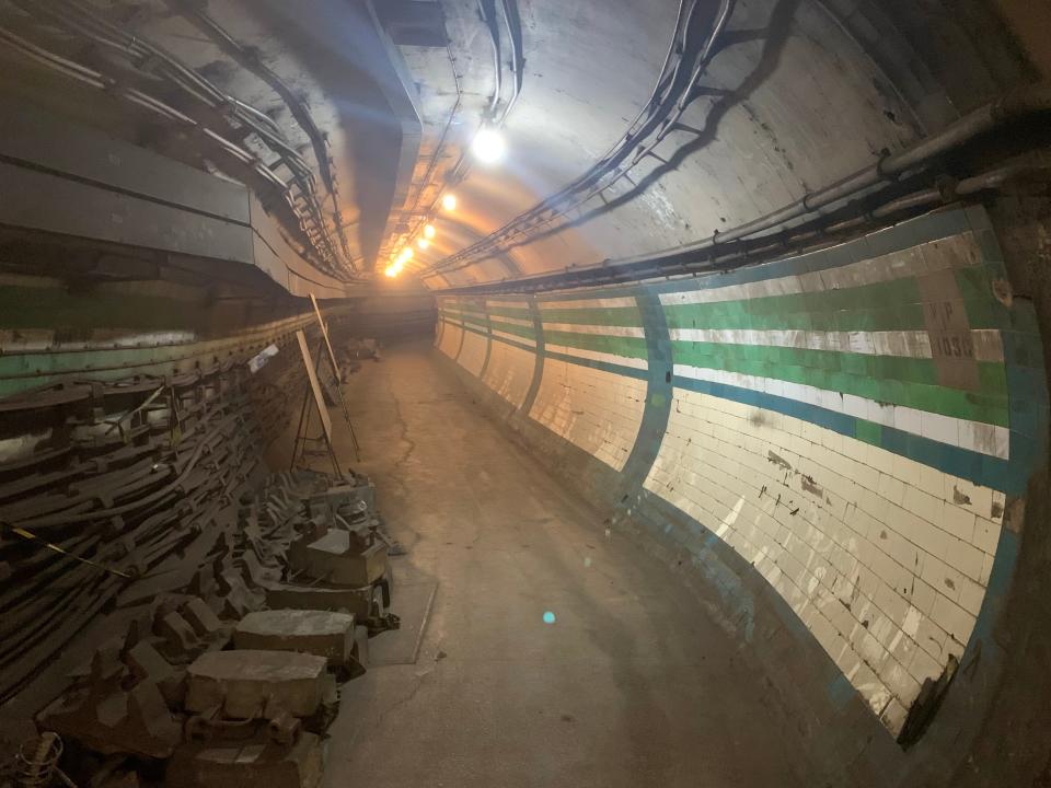 One of the former underground corridors at Piccadilly Circus station, London.