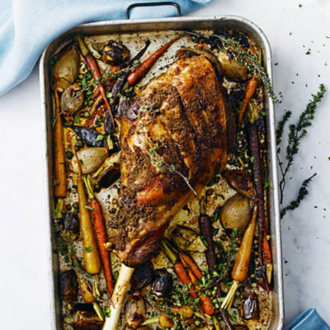 Slow-Roasted Leg of Lamb with Spring Vegetables