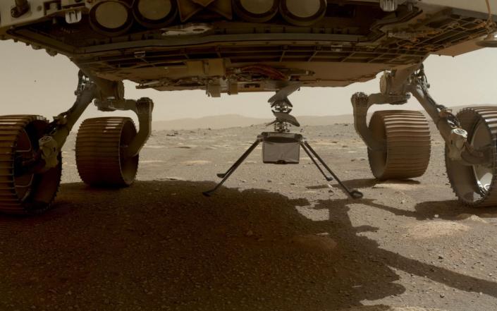 NASA&#39;s Ingenuity Helicopter attached to the Perseverance Rover - NASA/JPL-Caltech HANDOUT/EPA-EFE/Shutterstock