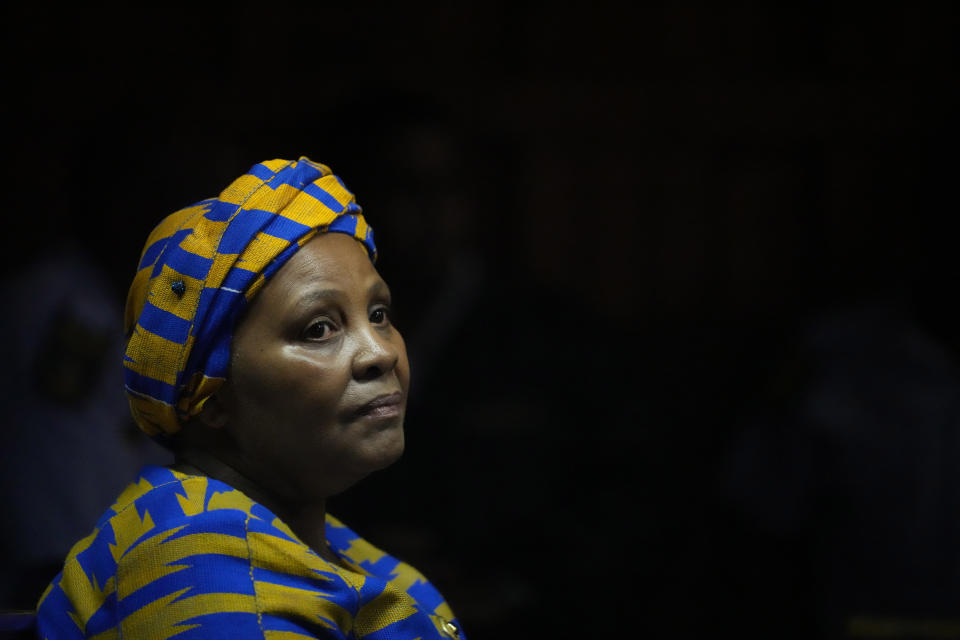 South Africa's Parliament former speaker, Nosiviwe Mapisa-Nqakula, arrives at the magistrates court in Pretoria, South Africa, Thursday, April 4, 2024. Mapisa-Nqakula is to be charged for receiving about $135,000 in bribes from a defense contractor during her three years as defense minister. (AP Photo/Themba Hadebe)