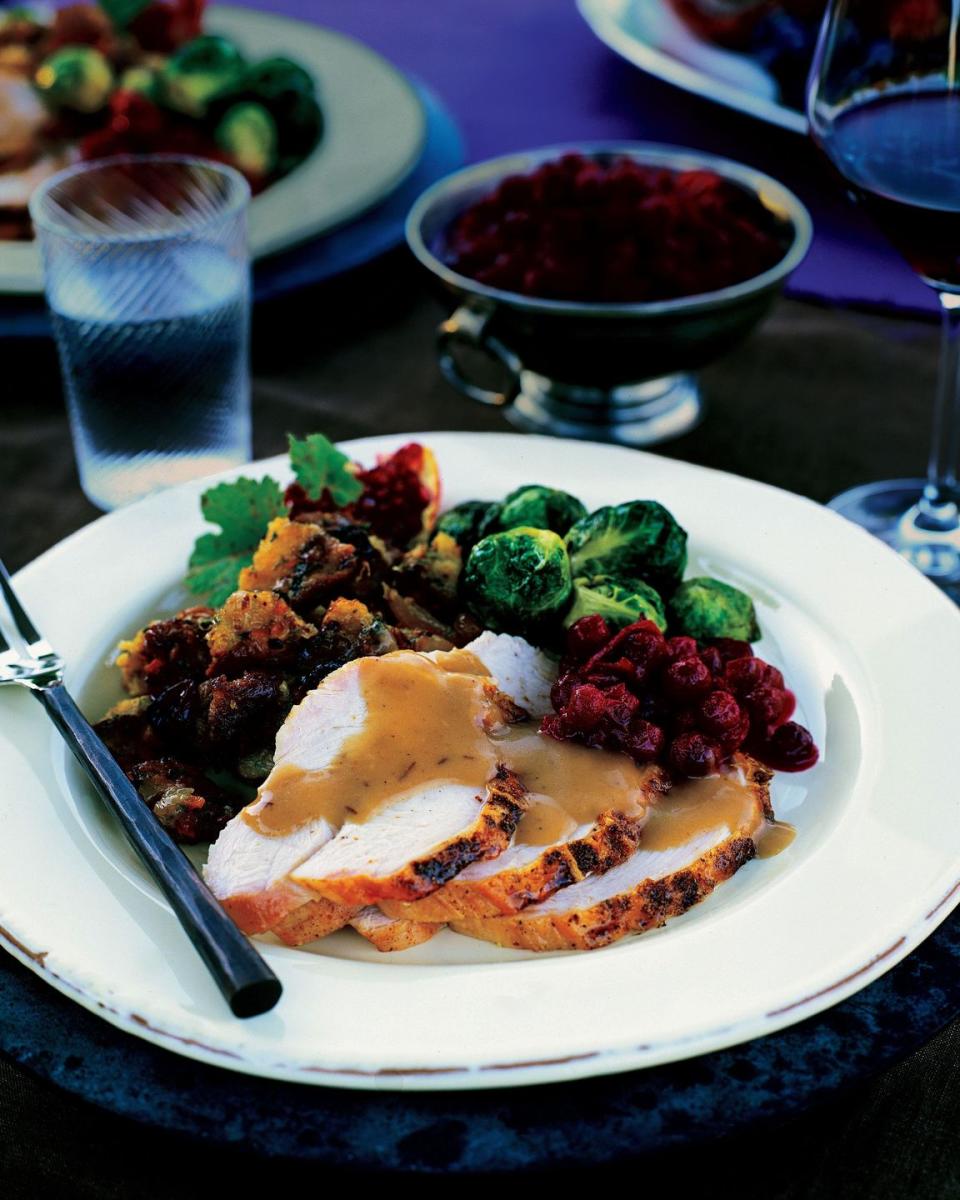Spice-Rubbed Whole-Roasted Turkey with Cranberry Gravy