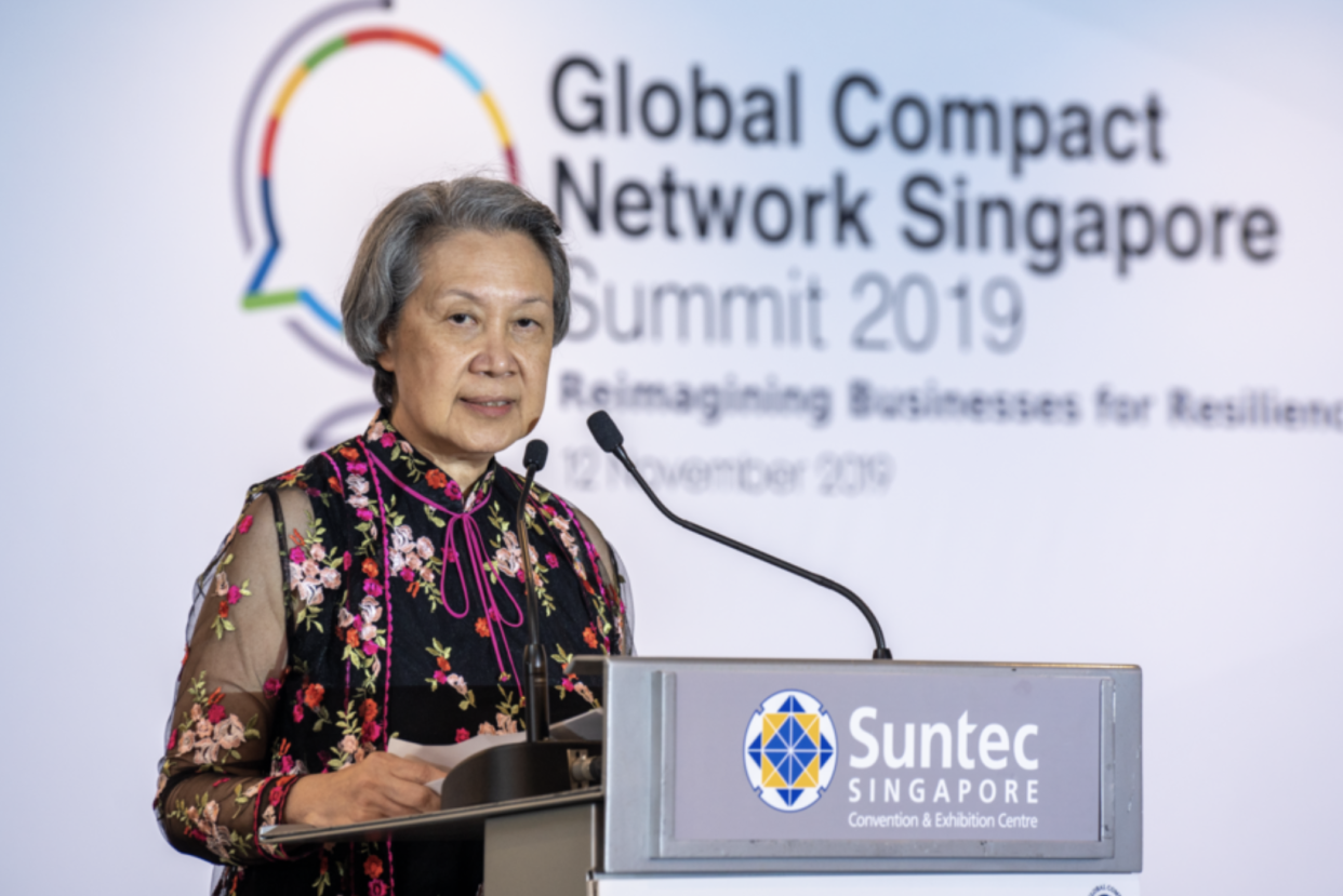Executive Director and CEO, Temasek Holdings Pte Ltd, Ho Ching, speaking at the Global Compact Network Singapore Summit 2019 on 12 November