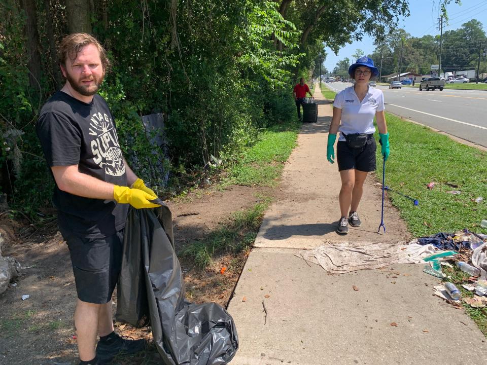 Tallahassee Commissioners Jeremy Matlow and Jack Porter picked up trash on West Pensacola Street after hearing complaints from residents and business owners. The effort took place at the same time of Amazon's grand opening for the company's robotics fulfillment center.