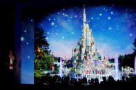 An artist's impression of the new castle is shown during a presentation on Hong Kong Disneyland's resort expansion and development plan in Hong Kong, China November 22, 2016. REUTERS/Bobby Yip