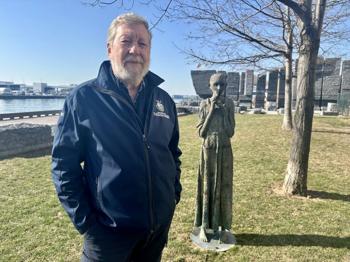 Mark McGowan is a professor of history and Celtic studies at the University of Toronto. He says the donations from Indigenous communities to the Irish migrants who were fleeing the 1847 famine have gone virtually unnoticed in Canadian history. (Talia Ricci/CBC - image credit)