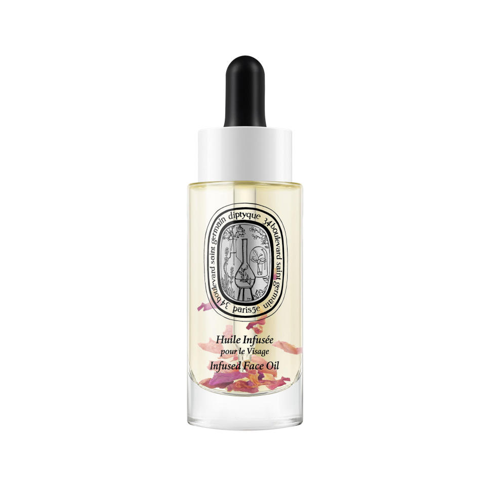 <p>While anti-aging skincare can be a gifting grey-area it is almost impossible to resist the fresh floral scent and radiance boosting results of this dry oil- the suspended rose petals only elevate its allure. </p><p><em>Infused Face Oil, £48, Diptyque at <a rel="nofollow noopener" href="http://www.libertylondon.com/uk/infused-face-oil-30ml-R097355006.html?dwvar_000533464_color=98-NO+COLOUR&referrer=departments&gclid=Cj0KEQjwhbzABRDHw_i4q6fXoLIBEiQANZKGWz7t_uXHoEAOJPVWQp19KmnkbykTv9pz8F5cp39gNgoaArqo8P8HAQ&utm_source=LinkShare&utm_medium=affiliate&utm_campaign=TnL5HPStwNw&utm_content=10&utm_term=UKNetwork&source=Rakuten&ranMID=41662&ranEAID=TnL5HPStwNw&ranSiteID=TnL5HPStwNw-c1nun2h29WUWuuOmeWrb5Q" target="_blank" data-ylk="slk:Liberty;elm:context_link;itc:0;sec:content-canvas" class="link ">Liberty</a></em><br></p>