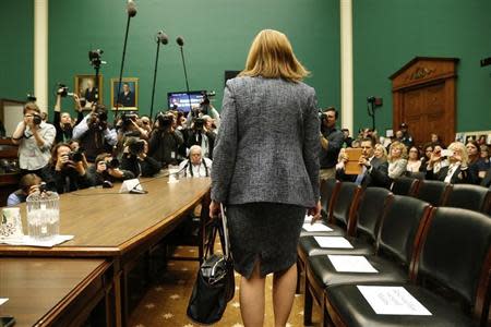 General Motors CEO Mary Barra arrives to testify before the House Energy and Commerce Committee hearing on Capitol Hill in Washington April 1, 2014. REUTERS/Jonathan Ernst