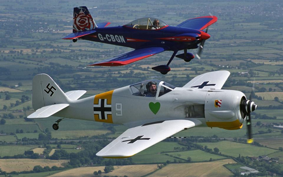  Barry in the FW190 in the foreground in his half-size replica Focke Wulf FW 190  - Jasper Fforde, courtesy of Dudley Pattison