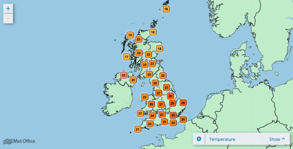 <em>Temperatures are hotter than average for this time of year (Met Office)</em>