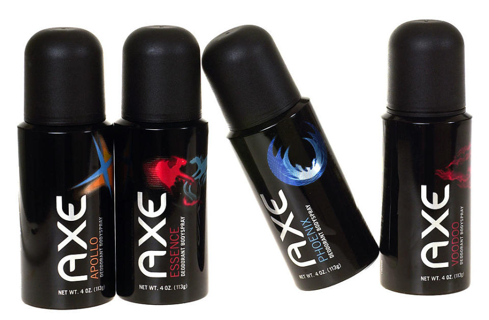 Four different scents of Axe Body Spray