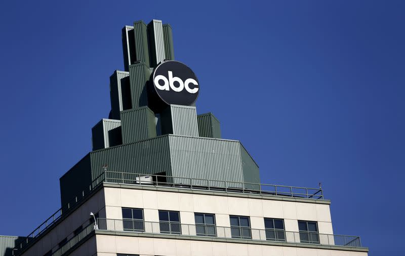 A logo for ABC is pictured atop a building in Burbank