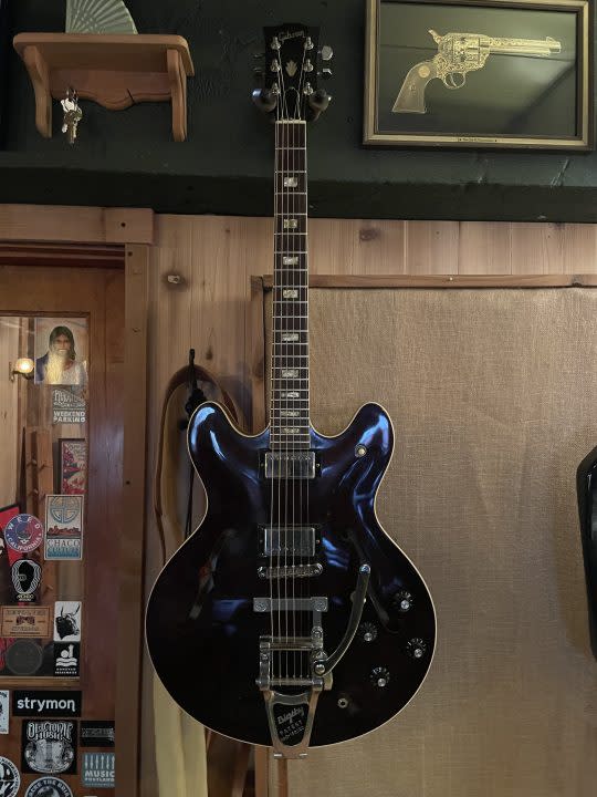 This Gibson 335 guitar was stolen from Collin Hegna's studio at the end of Feb. 2024 (Courtesy: Collin Hegna)