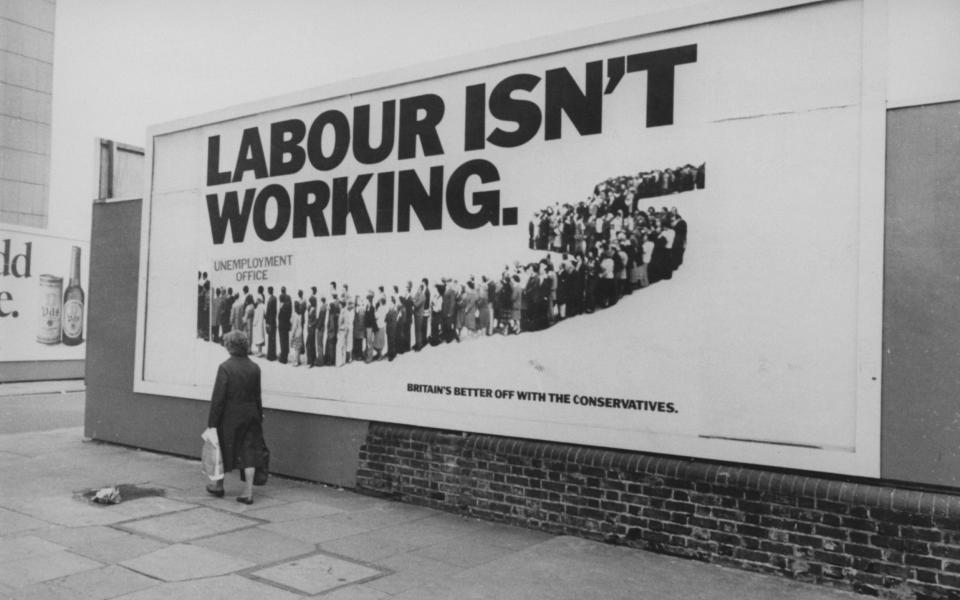 Large billboard with text 'Labour isn't working'