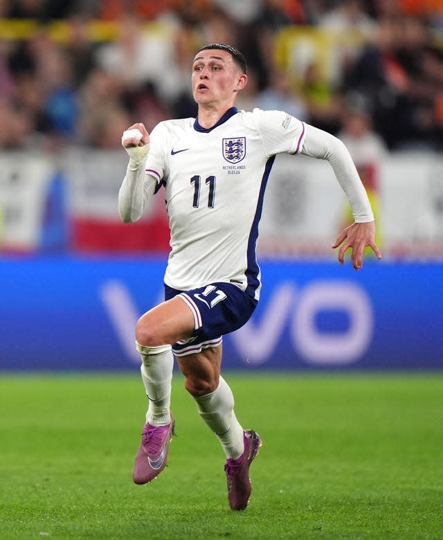 England’s Phil Foden during the Uefa Euro 2024 semi-final (Bradley Collyer/PA)