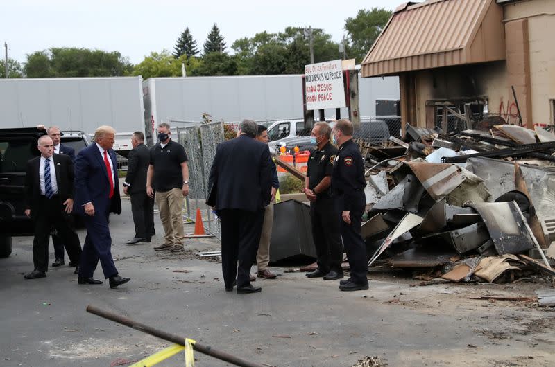 U.S. President Trump visits site of protests against police brutality and racial injustice in Kenosha, Wisconsin