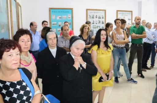 Visitors attend the opening ceremony of the renovated Solomon Jewish history museum in the Albanian city of Berat, on September 29, 2019.Albania's sole Jewish history museum reopened in southern Berat on September 29, thanks to a businessman who rescued it from the brink of closure. The small "Solomon Museum", which tells the story of how Muslim and Christian Albanians sheltered hundreds of Jews during the Holocaust, was the passion project of a local professor, Simon Vrusho