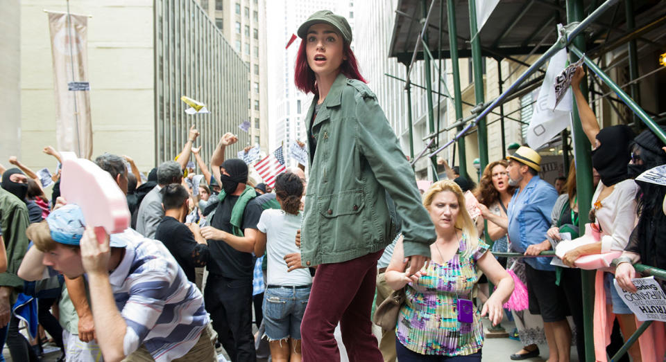 Lily Collins as Red in 'OKJA' (Barry Wetcher / Netflix)