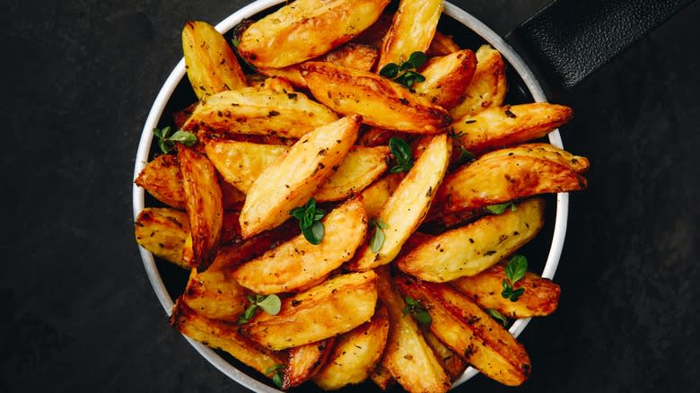 Roasted potatoes in bowl
