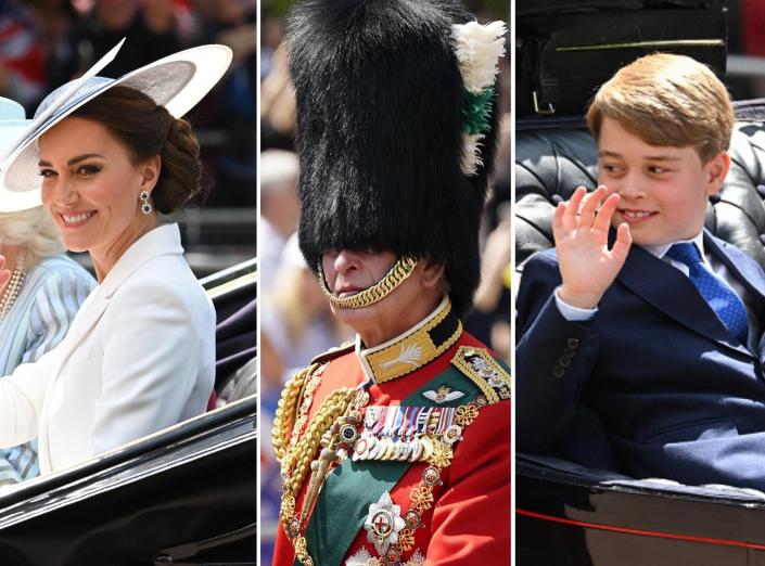 Kate Middleton, Prince Charles, and Prince George attending Trooping the Colour.