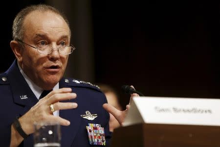 U.S. Air Force Gen. Philip Breedlove, commander of the U.S. European Command and Supreme Allied Commander for Europe, testifies before a Senate Armed Services Committee hearing on Capitol Hill in Washington, April 30, 2015. REUTERS/Jonathan Ernst