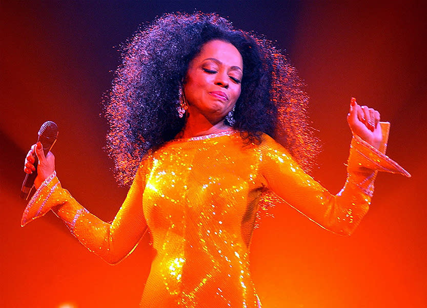 <div class="caption-credit"> Photo by: Getty Images</div>Diana Ross takes Dublin, 2004 <br> Between the fitted sequins and beautiful free-flowing hair, Ross is a total knockout. This awesome red lighting doesn't hurt either. Also noteworthy: the interesting cuffs on this dress. <br>