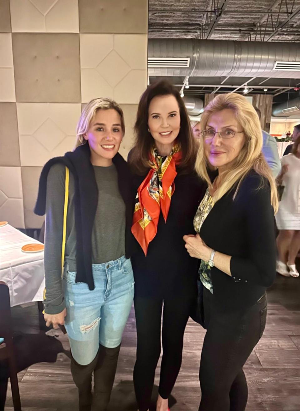 A serendipitous coincidence: Real estate brokers to the stars Jenny and Dolly Lenz bumped into their client and good friend Patricia Altschul at Dorona.