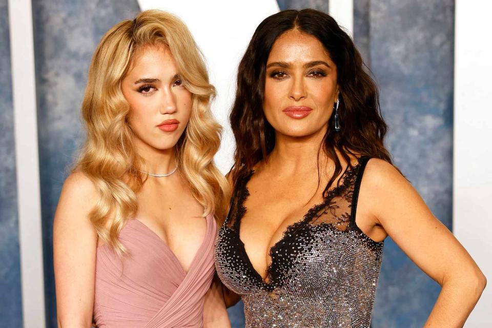 <p>Robert Smith/Patrick McMullan via Getty</p> Valentina Paloma Pinault and Salma Hayek in 2023