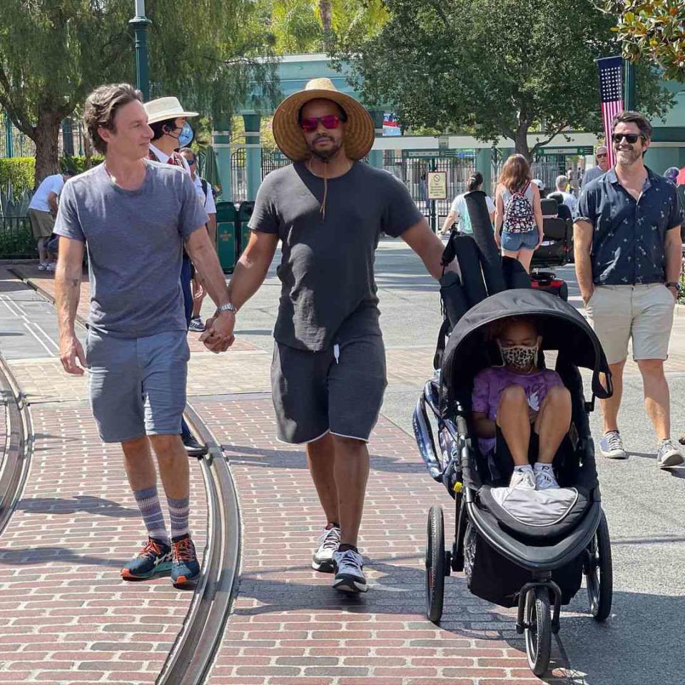 <p>Just two best friends strolling around at the Happiest Place on Earth! The <em>Scrubs</em> actors recently spent the day together at Disneyland in California, and Faison's daughter, Wilder, 6, can be seen in the stroller.</p> <p>"Disneyland with Bae," Braff captioned <a href="https://www.instagram.com/p/CQKoY9ClcRJ/" rel="nofollow noopener" target="_blank" data-ylk="slk:the snap;elm:context_link;itc:0;sec:content-canvas" class="link ">the snap</a>.</p>