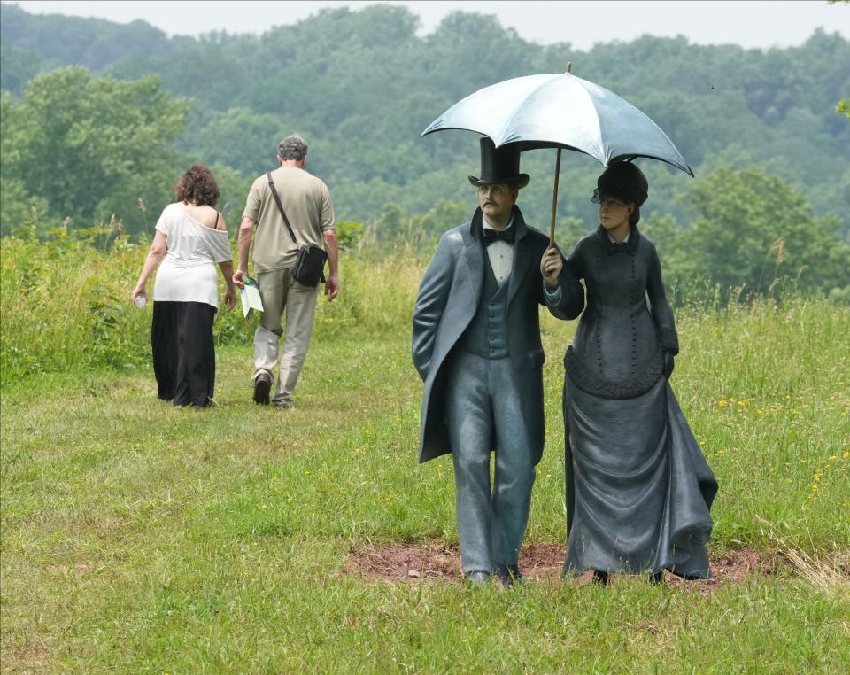 "La Promenade" is part of a walking tour of "The Living Sculpture Exhibition" featuring work created by Seward Johnson. The photo was taken on July 1, 2023, when the exhibition opened at Willowwood Arboretum in Chester (it closed Nov. 15). Ten sculptures and other natural sights could be seen on the approximately 1-mile trail.