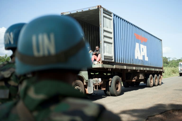 UN peacekeeprs count trucks passing along "the corridor", the only supply road to Bangui, the isolated capital in the heart of the Central African Republic