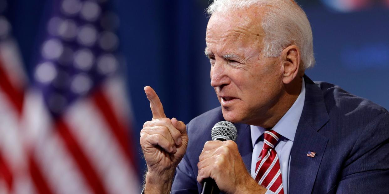 FILE PHOTO: U.S. Democratic presidential candidate and former U.S. Vice President Joe Biden speaks during a forum held by gun safety organizations the Giffords group and March For Our Lives in Las Vegas, Nevada, U.S. October 2, 2019.  REUTERS/Steve Marcus