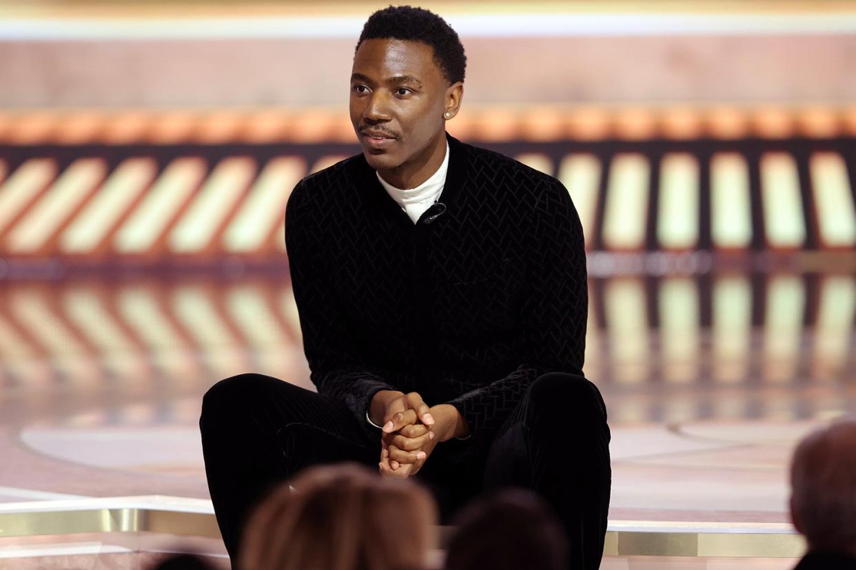 Host Jerrod Carmichael speaks onstage at the 80th Annual Golden Globe Awards held at the Beverly Hilton Hotel on January 10, 2023 in Beverly Hills, California.