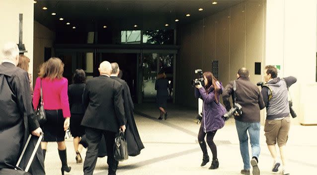 Gerard Baden-Clay&#39;s defence team has arrived for High Court hearing. Source: 7 News.