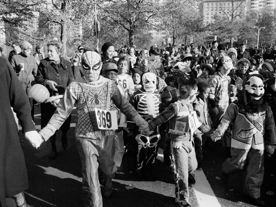 Children in Halloween costumes in 1966.