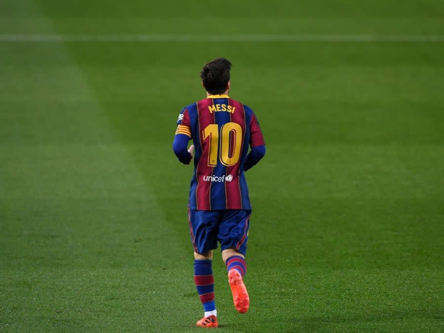 Messi wears the No 10 shirt for Barcelona (AFP)