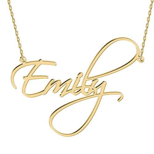 4) 18K Gold Plated Name Necklace Personalized Sterling Silver Necklace Pendent Gifts Custom with Any Name