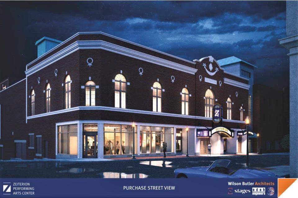 A rendering of the renovated Zeiterion's exterior.