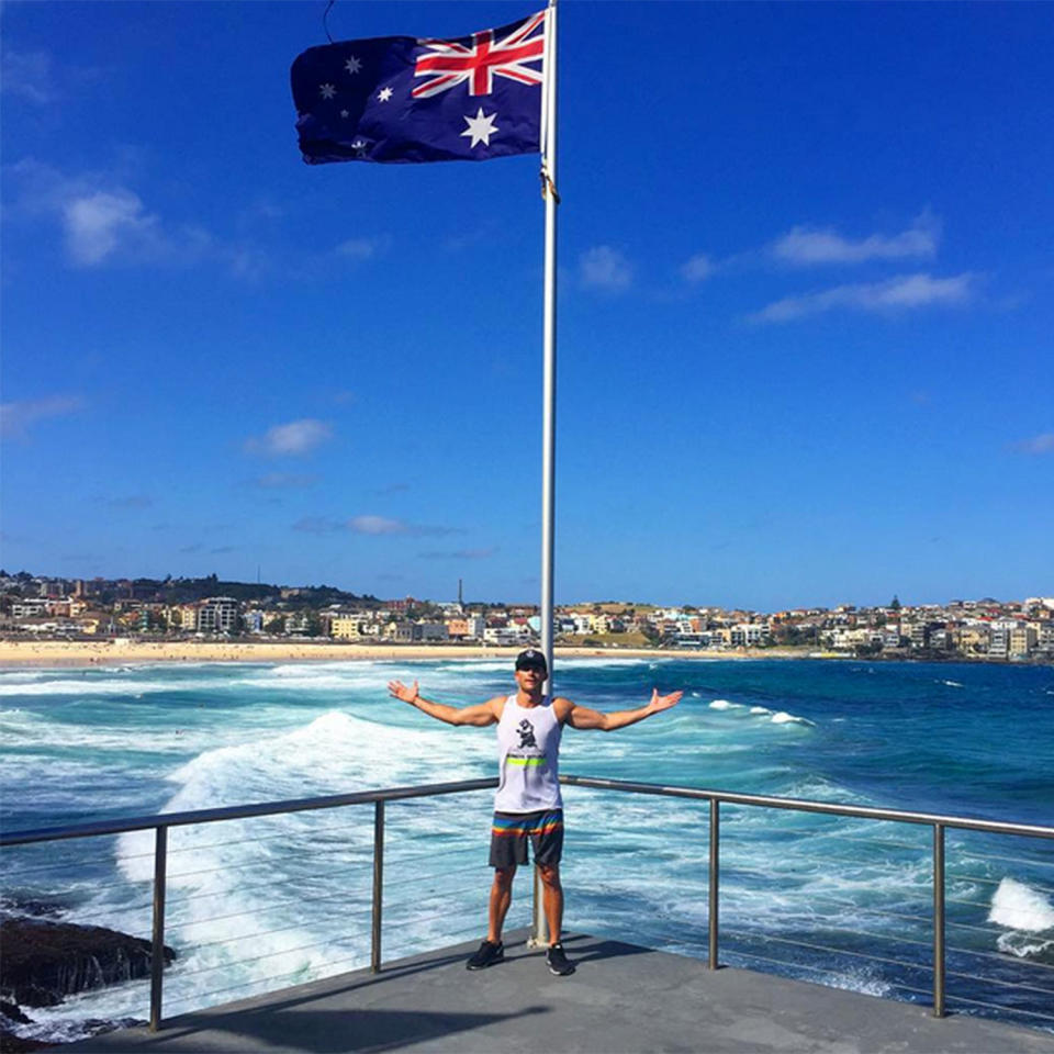 <p>"Can't get enough of this country . . . Australians are some of my favorite people on the planet," Scott Eastwood captions this celebratory snap. The actor is technically working — filming <em>Pacific Rim: Maelstrom</em>— down under, but seems to be getting his fair share of beach time. </p>