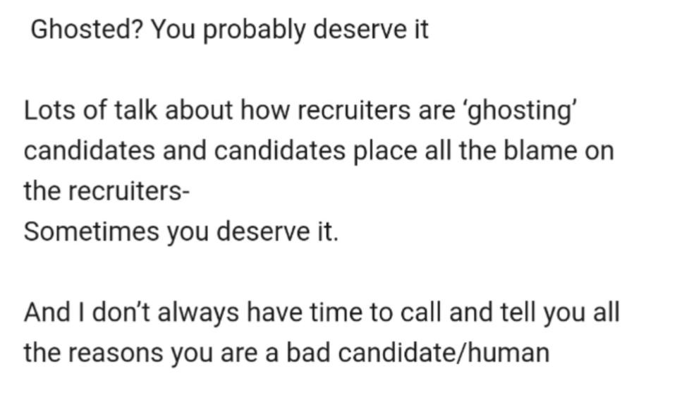 "Ghosted? You probably deserve it"