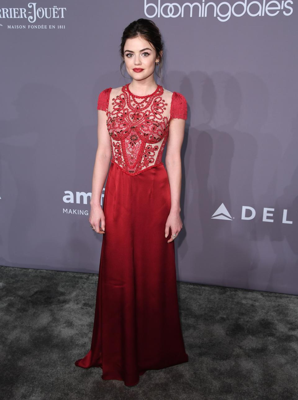 Lucy Hale wearing Jenny Packham